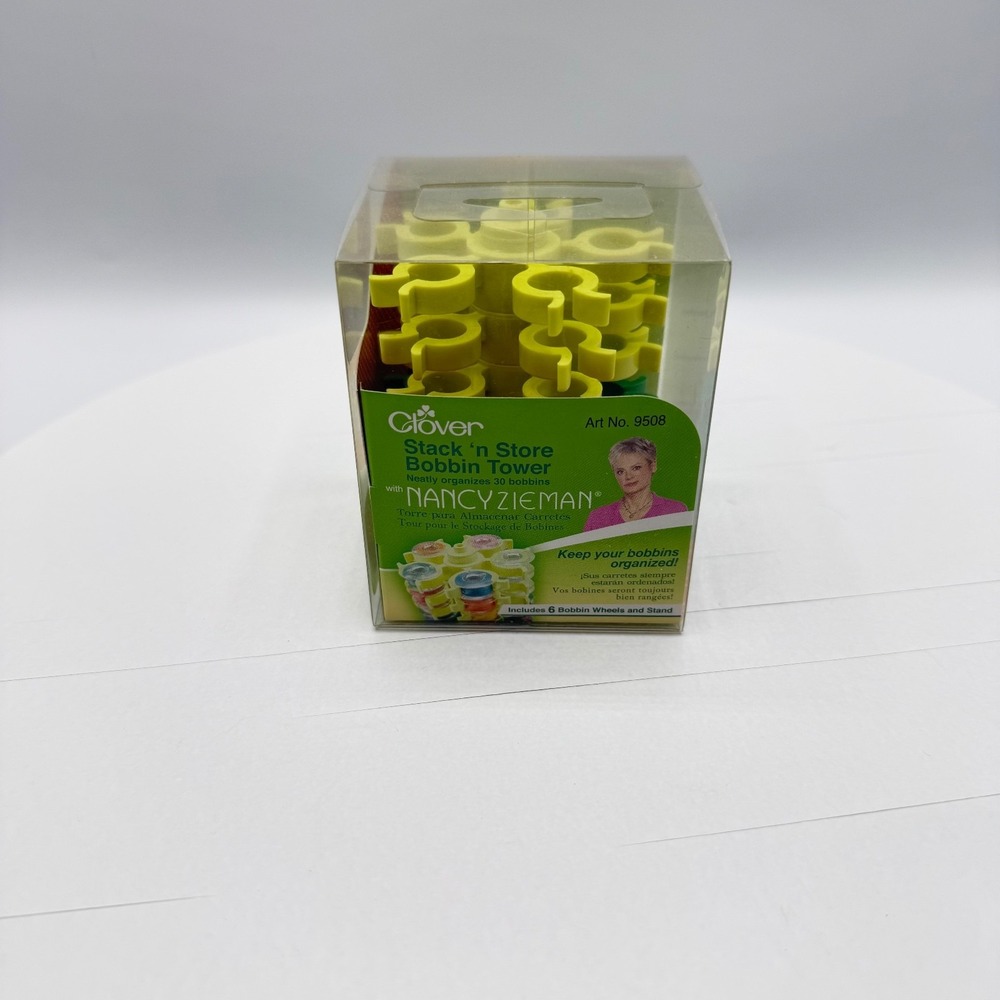 Clover 9508 Stack 'n Store Bobbin Tower W/Nancy‎ Zieman-3.5"X3.75" New Old Stock